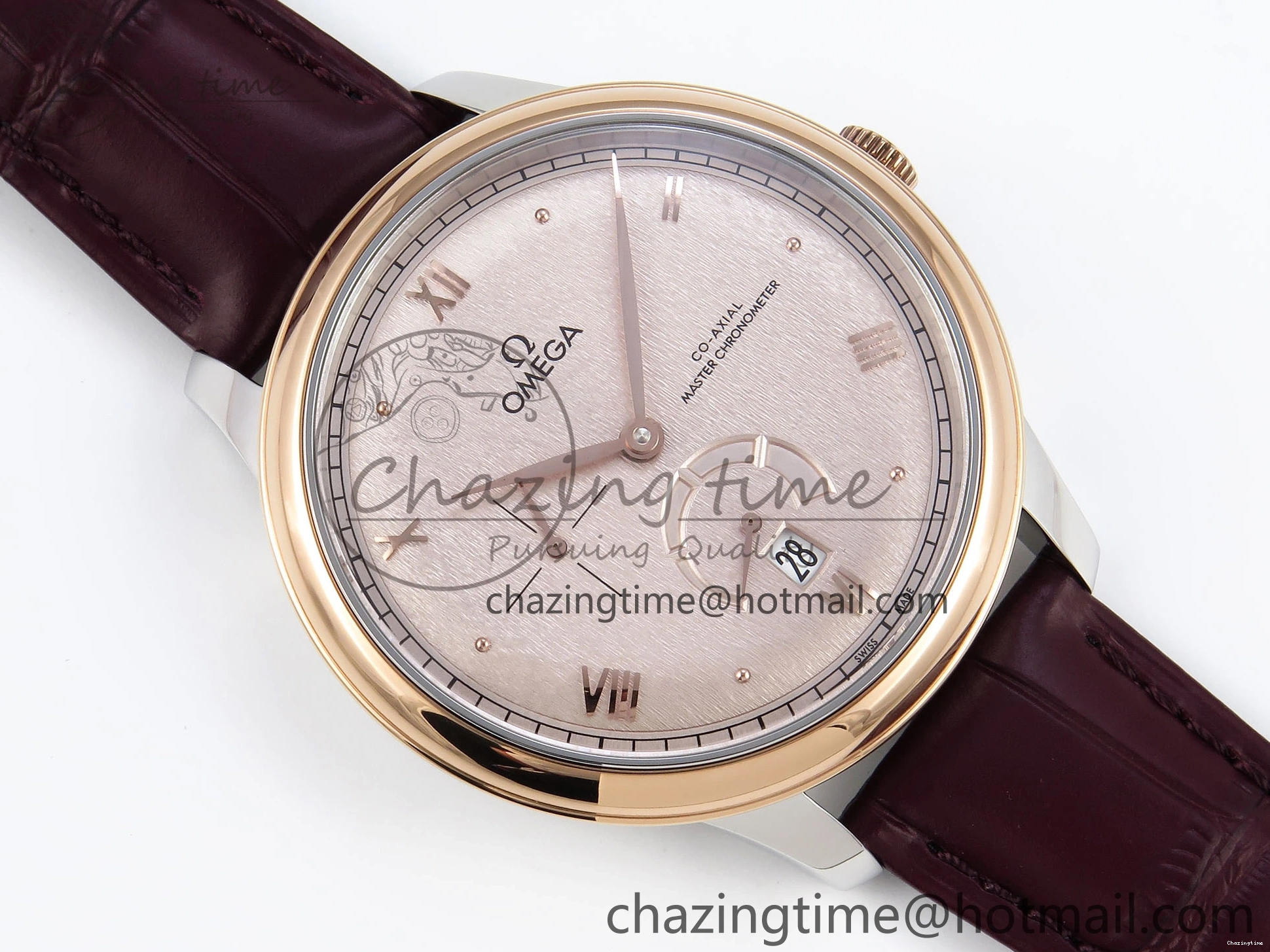 0416 QuickDry De Ville Date RG MKF 1:1 Best Edition Brown Textured Dial Diamonds Marker on Brown Leather Strap A 7747